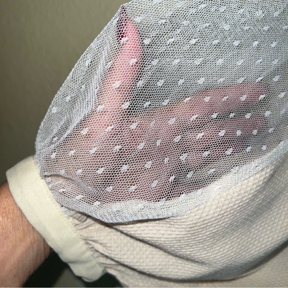 Free People Toni Lace Sheer Embroidered Long Sleeve Top in Oatmeal Sz S - Picture 7 of 16